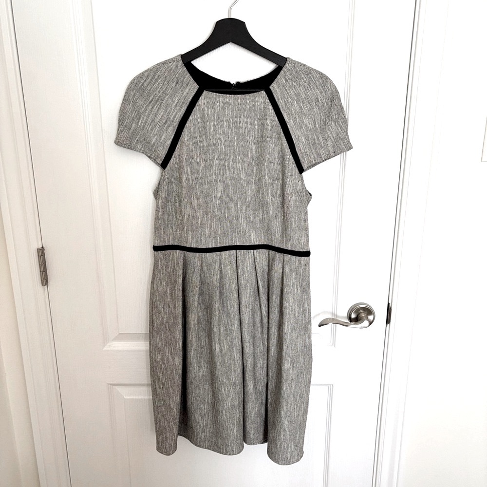 Tibi Gray Fit and Flare Mini Dress with Cap Sleeves